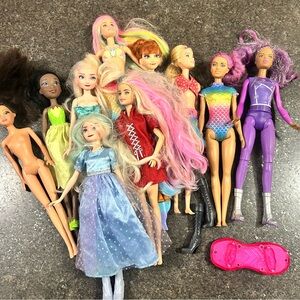 Barbie, Anna, Elsa, Mermaid, Starlight Adventure Bundle of 10 Dolls